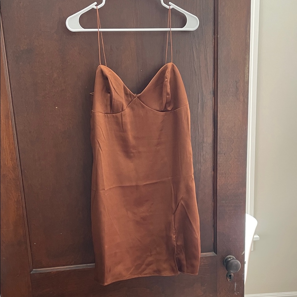 Brown Satin Dress